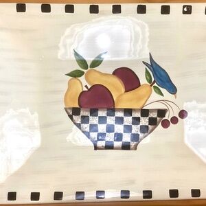 Carol Endres Pure Art Checked Border Fruit Basket 19” Platter